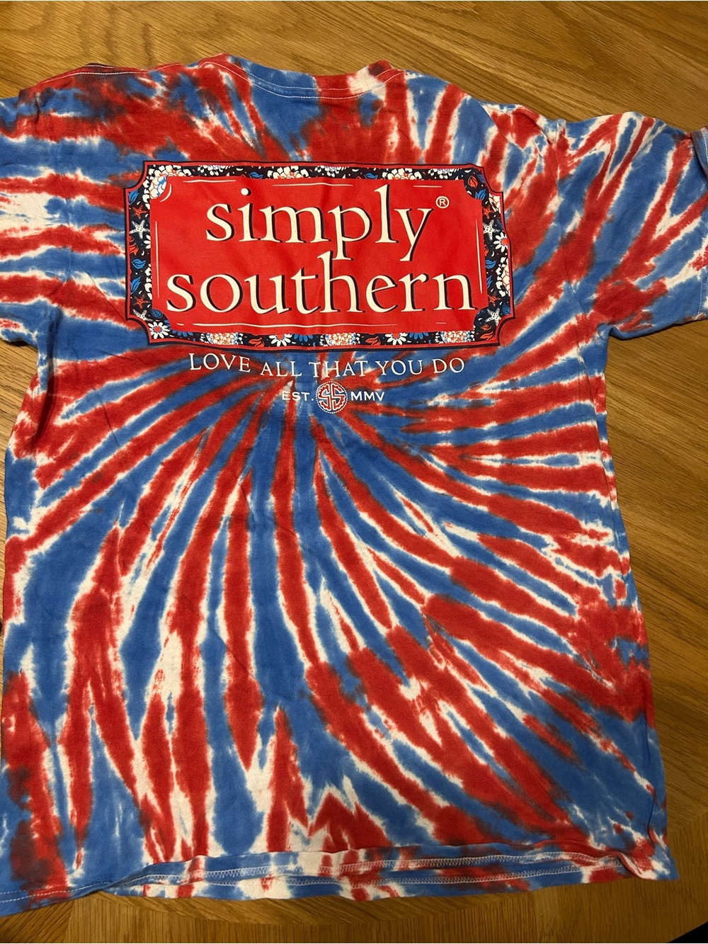 Simply Southern Red, Blue & White Spiral Tie-Dye Kids Tee